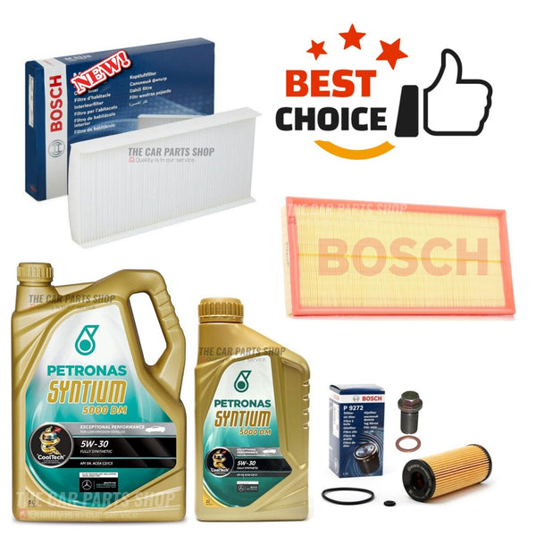 FOR MERCEDES B-CLASS B180 W205 BOSCH SERVICE KIT 6L PETRONAS & AIR POLLEN OIL OE