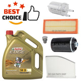 AIR OIL CABIN FUEL FILTER SERVICE KIT & 5L CASTROL FOR VW GOLF GTI MK6
