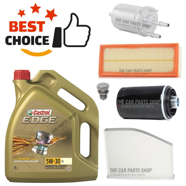 AIR OIL CABIN FUEL FILTER SERVICE KIT & 5L CASTROL FOR VW GOLF GTI MK6