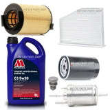 FOR VW TOURAN 1.6 PETROL MK1 SERVICE KIT 5L MILLERS & AIR OIL FUEL CABIN PACK