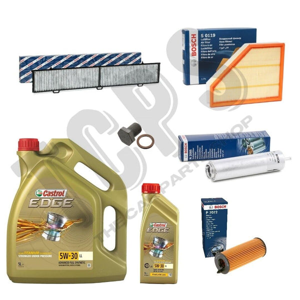 FOR BMW 1 SERIES 116d+ 6L CASTROL & BOSCH AIR OIL CABIN FUEL FILTER SERVICE KIT