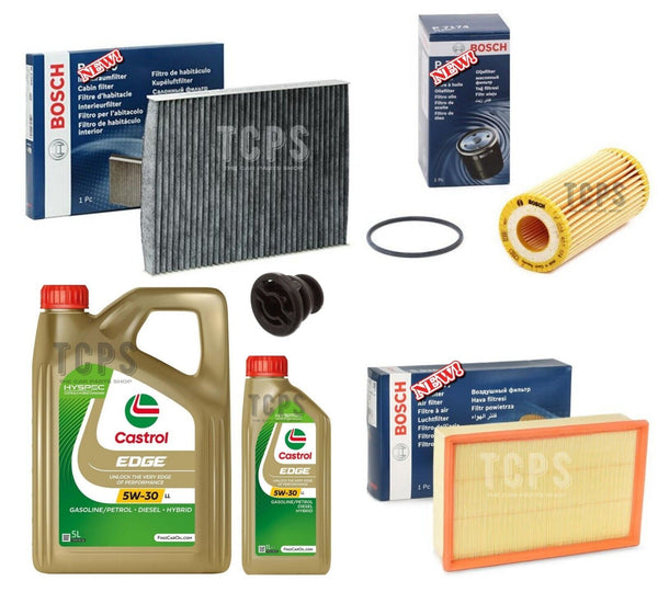FOR VW GOLF R MK8 BOSCH SERVICE KIT CASTROL EDGE LL 6L & AIR OIL CABIN PLUG