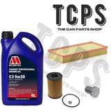 FOR SEAT LEON 2.0 TDI 2012-2020 5L MILLERS OIL AIR & OIL FILTER WITH PLUG