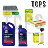 FOR AUDI S3 QUATTRO 2012-2020 2.0L 6L MILLERS OIL & AIR OIL CABIN FILTER KIT