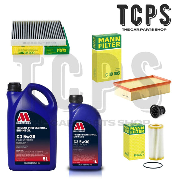 FOR AUDI S3 QUATTRO 2012-2020 2.0L 6L MILLERS OIL & AIR OIL CABIN FILTER KIT