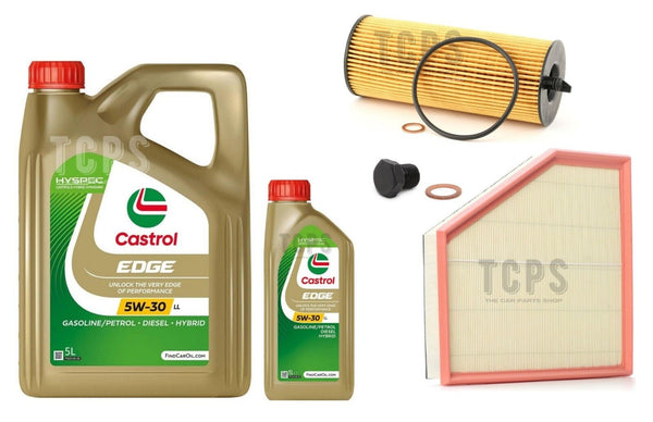 FITS BMW 520D E61 SERVICE KIT 6L CASTROL AIR OIL FILTER WITH NEW SUMP PLUG