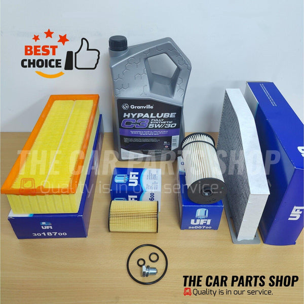 FOR VW PASSAT DIESEL 05-12 COMPLETE UFI SERVICE KIT WITH GRANVILLE 5W30 5L