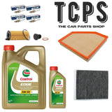 FOR BMW 420i F32 2.0L 2013-2020 6L CASTROL AIR OIL CABIN FILTER KIT & PLUGS