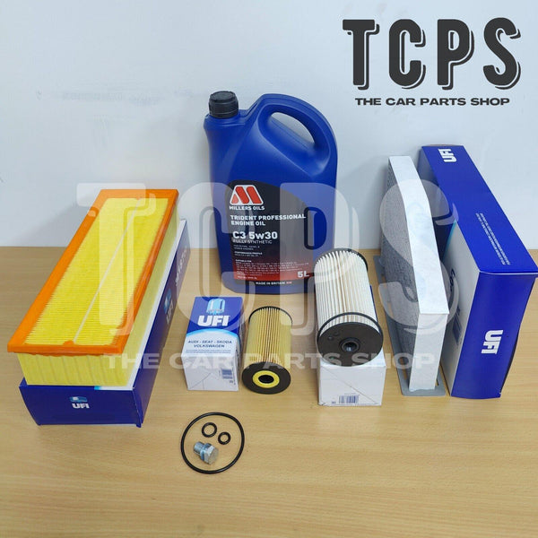 FOR VW TOURAN 1.9 TDI 2004-2010 UFI SERVICE KIT & 5L MILLERS 5W30