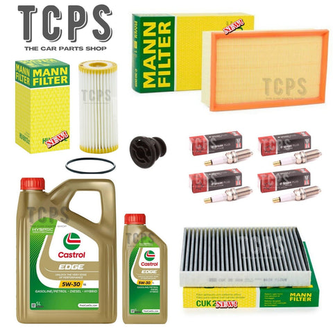 FOR VW GOLF R 2.0 TSI MK8 COMPLETE MANN-FILTER SERVICE KIT & 6L CASTROL 4 PLUGS