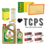 FOR VW GOLF R 2.0 TSI MK8 MANN-FILTER SERVICE KIT MANN AIR OIL 4 X PLUGS CASTROL