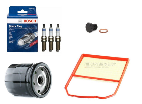 FOR SKODA CITIGO 1.0 MPI MK1  AIR FILTER + OIL FILTER + PLUGS X3 + DRAIN PLUG