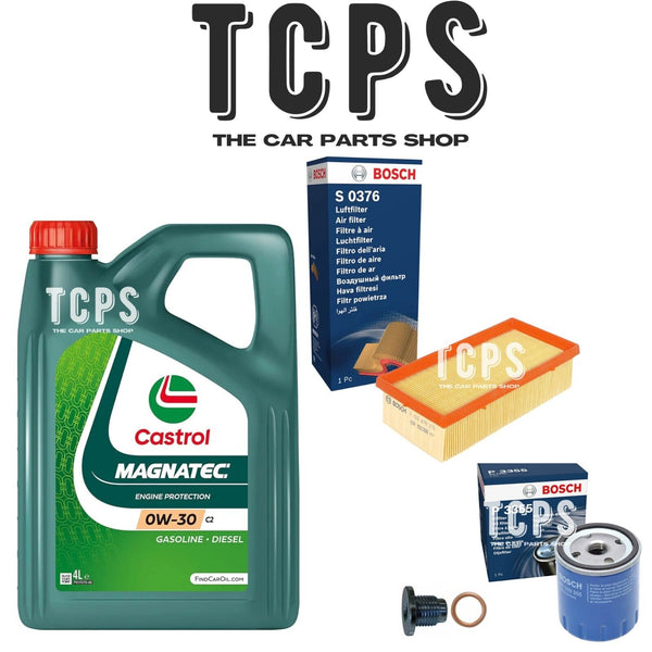 FOR PEUGEOT 208 1.2 2012+ 4L CASTROL OIL AND BOSCH OIL AIR FILTER SERVICE KIT