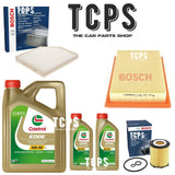 FOR MERCEDES C200 2.0 W205 2013+ BOSCH AIR OIL CABIN FILTERS KIT & 7L CASTROL