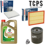 FITS VAUXHALL ZAFIRA 1.6 MK2 BOSCH OIL AIR CABIN FILTERS WITH 5L CASTROL OIL