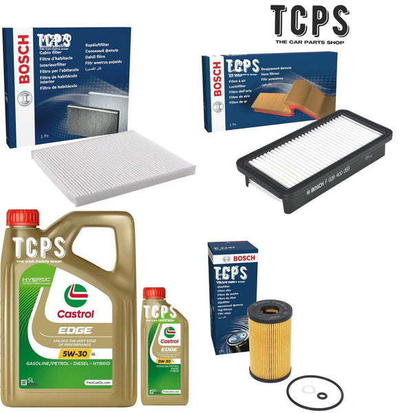 FOR KIA RIO MK2 1.5 TDI 2005-10 BOSCH OIL AIR CABIN FILTERS & 6L CASTROL OIL