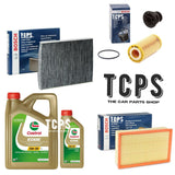TO FIT AUDI TT 2.0 TFSI MK3 8S 2014+ BOSCH OIL AIR CABIN FILTERS AND 6L CASTROL