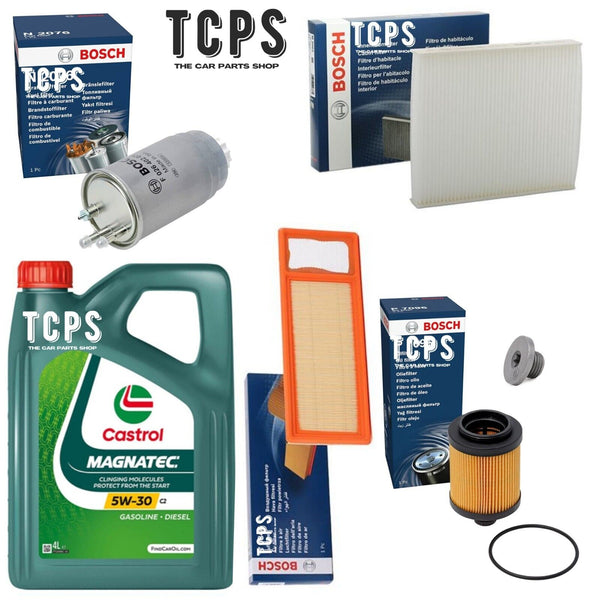FOR FIAT QUBO 1.3 JTD 2008+ COMPLETE BOSCH SERVICE FILTER KIT & 4L CASTROL OIL