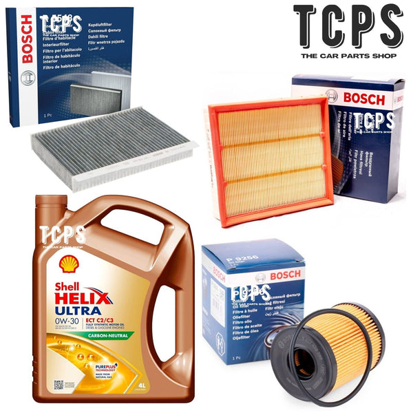 FITS JEEP COMPASS 1.4 PETROL 2016+ BOSCH OIL AIR CABIN FILTERS & 4L SHELL OIL