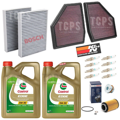 FOR BMW M5 COMPETITION F90 FULL SERVICE KIT 10L CASTROL & 8 PLUGS + K&N AIR FILT