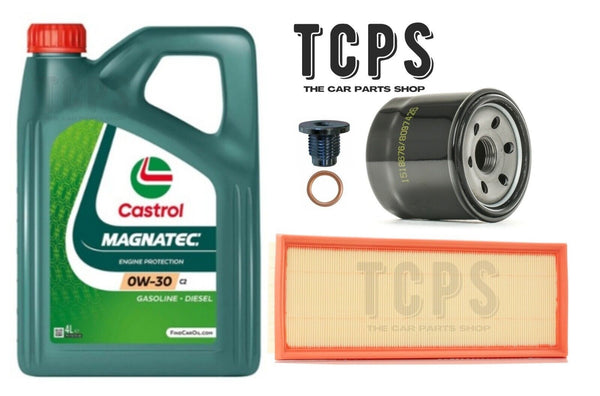 FITS PEUGEOT 3008 1.2 PETROL REPLACEMENT 4L CASTROL OIL & OIL & AIR FILTERS & SU