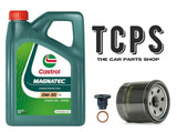 FITS PEUGEOT 3008 1.2 PETROL REPLACEMENT 4L CASTROL 0W30 OIL + OIL FILTER + SUMP