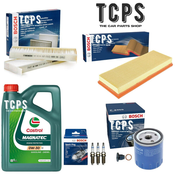 FOR PEUGEOT 3008 1.2 PETROL 4L CASTROL OIL & OIL AIR CABIN FILTERS & PLUGS