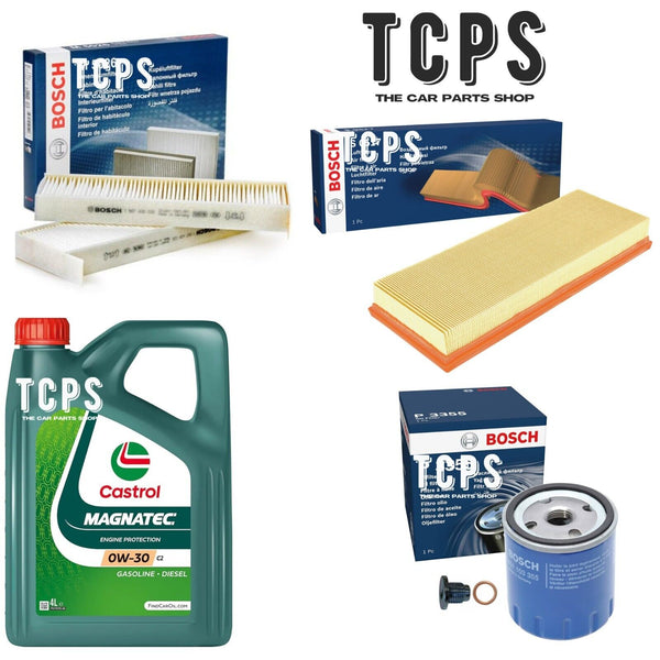 FOR PEUGEOT 3008 1.2 PETROL 4L CASTROL OIL & OIL AIR CABIN FILTERS SERVICE KIT