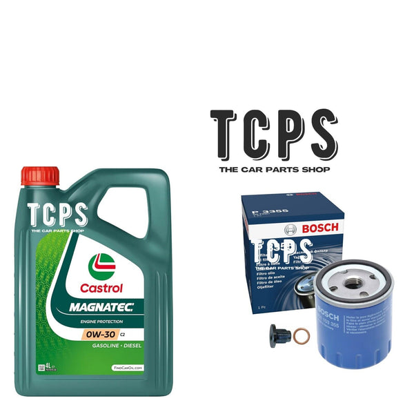FOR PEUGEOT 3008 1.2 PETROL 4L CASTROL OIL & BOSCH OIL FILTER SUMP PLUG