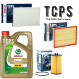FOR VAUXHALL ASTRA MK5 CARAVAN 1.6 2004+ BOSCH OIL AIR CABIN FILTER & 5L CASTROL