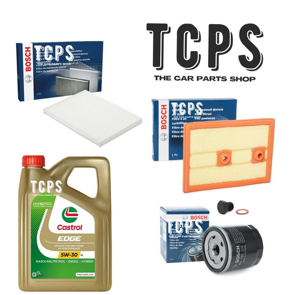 FOR VW GOLF MK7 1.4 PETROL 2016+ BOSCH OIL AIR CABIN FILTERS & 5L CASTROL OIL