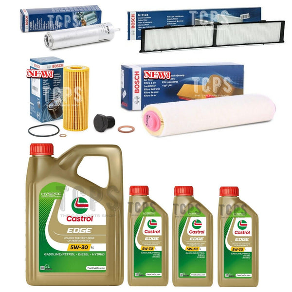 FOR BMW 330D MSPORT E90 FULL BOSCH SERVICE KIT WITH 8L CASTROL EDGE