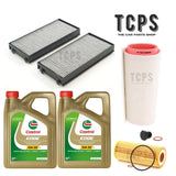 FOR BMW X5 30D E70 SERVICE OIL & AIR & CABIN FILTERS WITH 8L CASTROL & SUMP PLUG