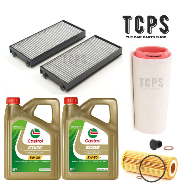 FOR BMW X5 30D E70 SERVICE OIL & AIR & CABIN FILTERS WITH 8L CASTROL & SUMP PLUG