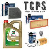 FOR AUDI A4 2.0 TDI MK4 BOSCH SERVICE 5L CASTROL 5W30 & BOSCH AIR POLLEN OIL