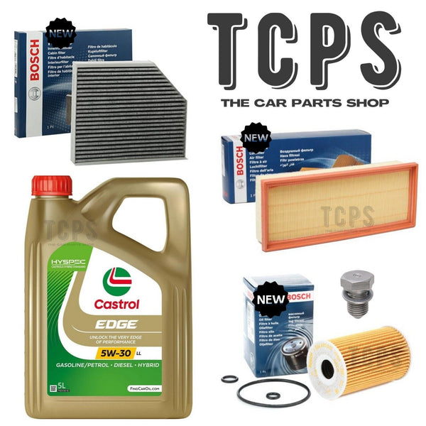 FOR AUDI A4 2.0 TDI MK4 BOSCH SERVICE 5L CASTROL 5W30 & BOSCH AIR POLLEN OIL