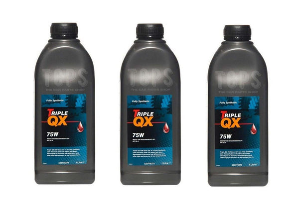 3 X 1 LITRE 75W GEAR OIL FOR PEUGEOT 3008 HYBRID4 MK1