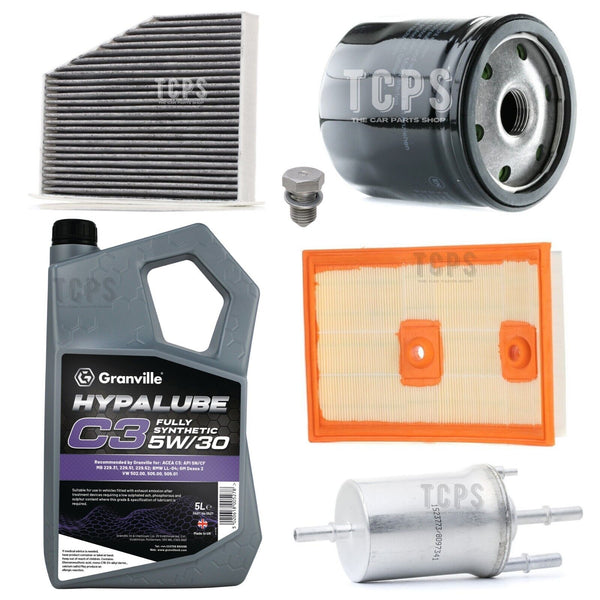 FOR SKODA YETI 1.2 TSI 15-17 SERVICE KIT 5L GRANVILLE & ALL 4 NEW FILTERS PACK