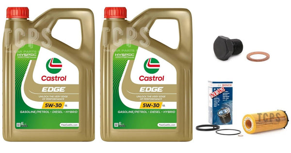 FOR BMW 330D E92 3.0 BOSCH SERVICE KIT 8L CASTROL EDGE & BOSCH OIL FILTER PLUG