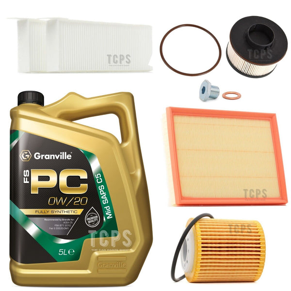 FOR PEUGEOT 308 1.5 HDI MK2 FULL SERVICE KIT AND 5 LTR 0W20 MOTOR OIL