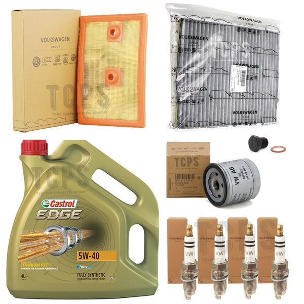 FOR AUDI 1.4 TFSI E-TRON MK3 8V FULL GENUINE SERVICE KIT 4L 5W40 CASTROL & PLUGS