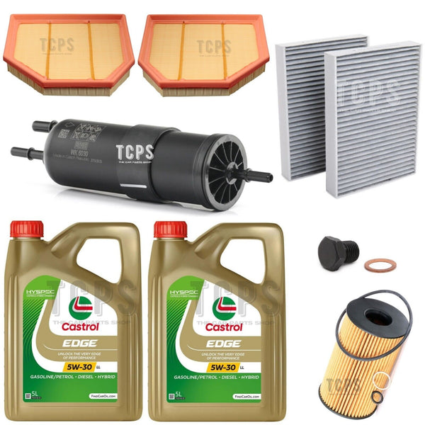 FITS BMW M5 F10 FULL SERVICE KIT 10L CASTROL & AIR FUEL OIL CABIN SET PLUG