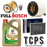 TO FIT AUDI A4 MK5 2.0 TDI (B9) BOSCH SERVICE KIT 5L CASTROL BOSCH AIR OIL CABIN