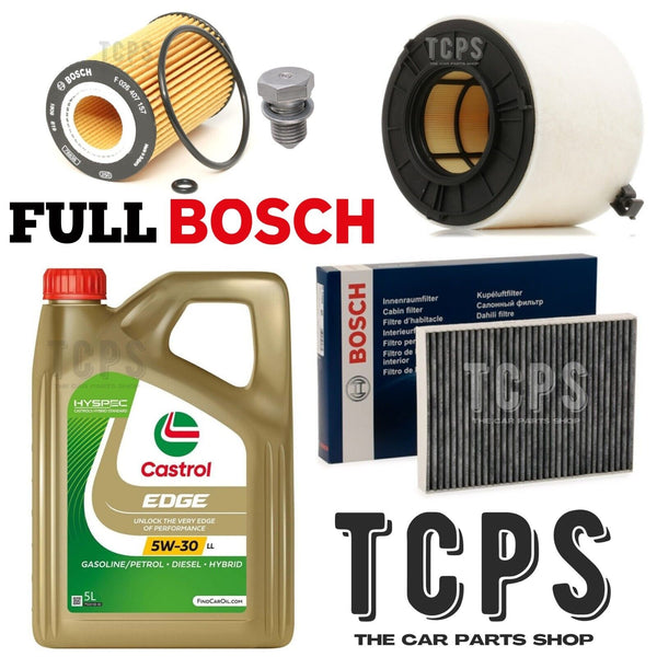 TO FIT AUDI A4 MK5 2.0 TDI (B9) BOSCH SERVICE KIT 5L CASTROL BOSCH AIR OIL CABIN