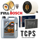 TO FIT AUDI A4 MK5 2.0 TDI (B9) BOSCH SERVICE KIT  AIR OIL CABIN & LIQUI MOLY 5L