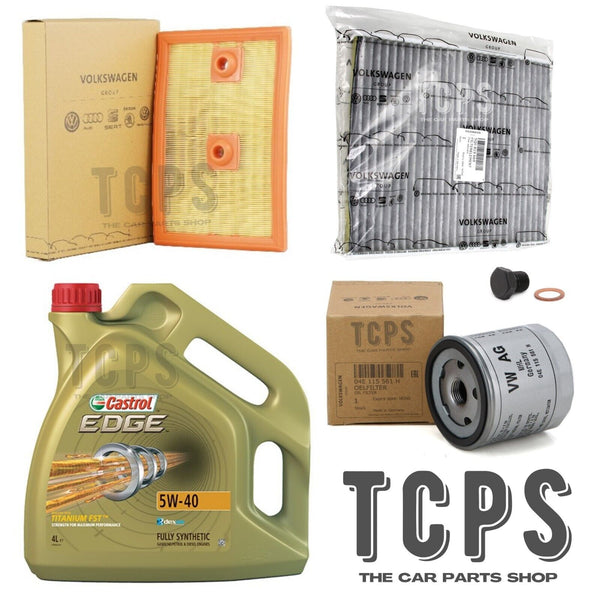FOR AUDI 1.4 TFSI ETRON MK3 8V GENUINE SERVICE KIT 4L CASTROL 5W40 AIR OIL CABIN