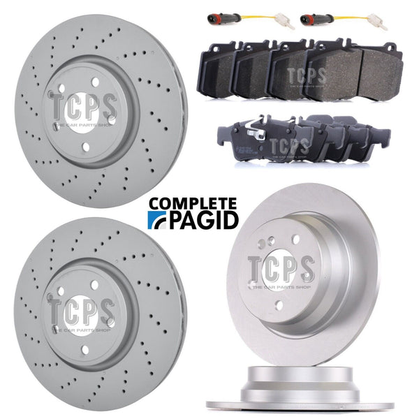 FOR MERCEDES E350 3.0 AMG W212 PAGID FRONT & REAR BRAKE DISCS & PADS & SENSORS