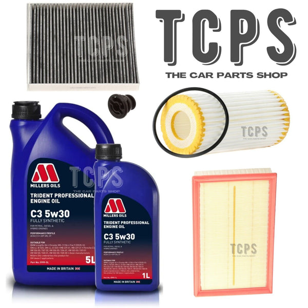 FOR AUDI S3 12-20 8V SERVICE KIT 6L MILLERS & AIR OIL CABIN SUMP PLUG