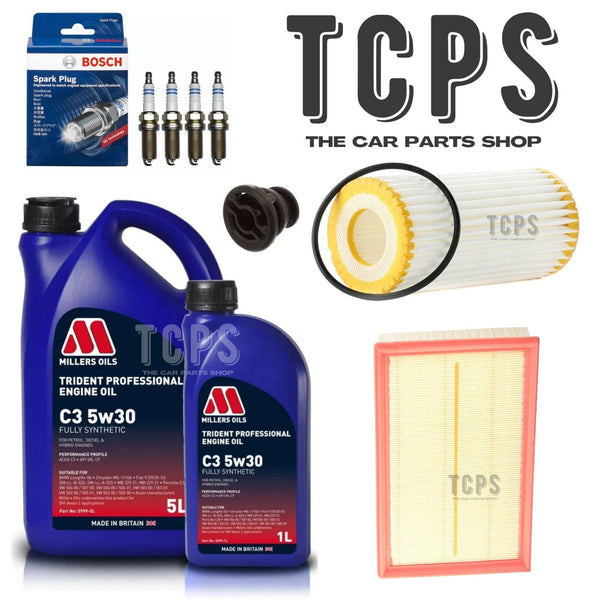 FOR AUDI S3 12-20 8V SERVICE KIT 6L MILLERS WITH BOSCH PLUGS & AIR OIL FILTER