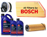 FITS MERCEDES C300 AMG W205 BOSCH SERVICE KIT 7L MILLERS 5W30 FUEL OIL AIR KIT